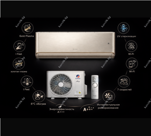 Кондиционер Gree Airy inverter R32 GWH09AVCXB-K6DNA1B (шампань)