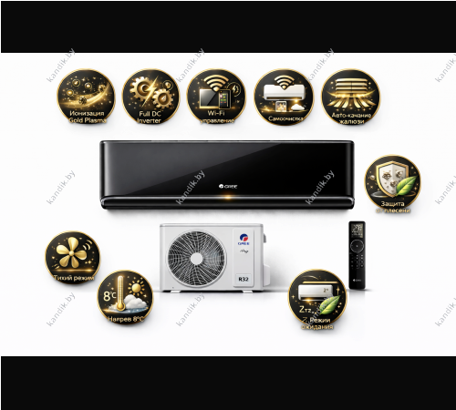 Кондиционер Gree Airy inverter R32 GWH24AVCXB-K6DNA1B (черный)  