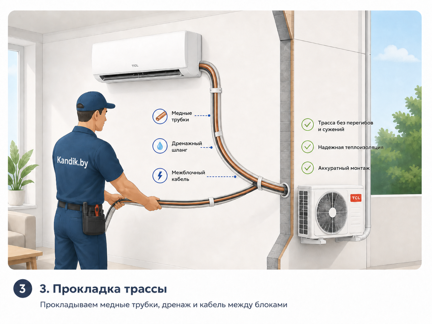 Прокладка трассы для кондиционера